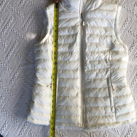 Heat Keep White Fur Lined Puffer Vest Small Packable Gorpcore Minimalist - Picture 10 of 11